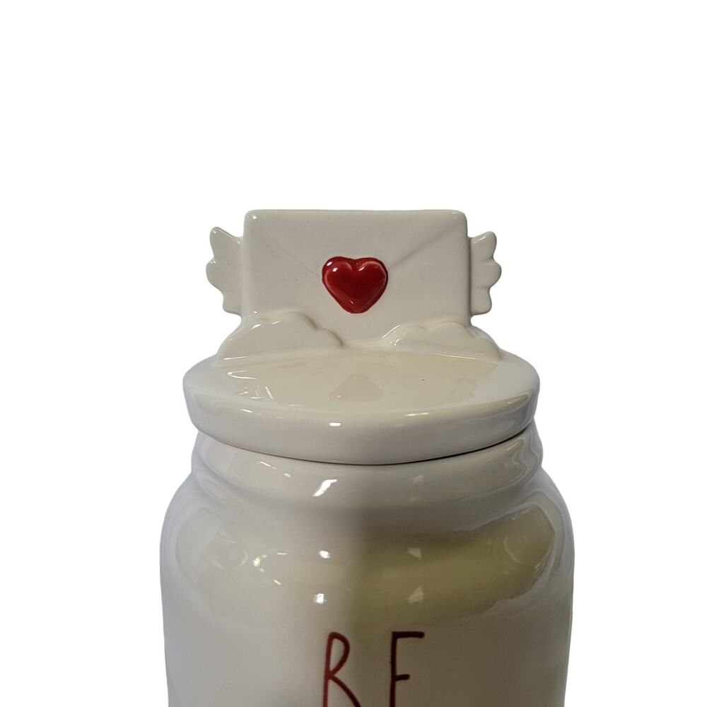 Rae Dunn Be Mine Red White Hearts Lidded Ceramic Canister Container Cookie Jar - Picture 2 of 12